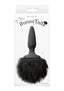 Bunny Tails Mini Silicone Butt Plug - Black Fur - Black