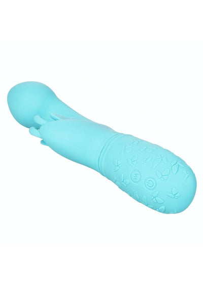 Butterfly Kiss Rechargeable Silicone Dual Vibrator - Blue