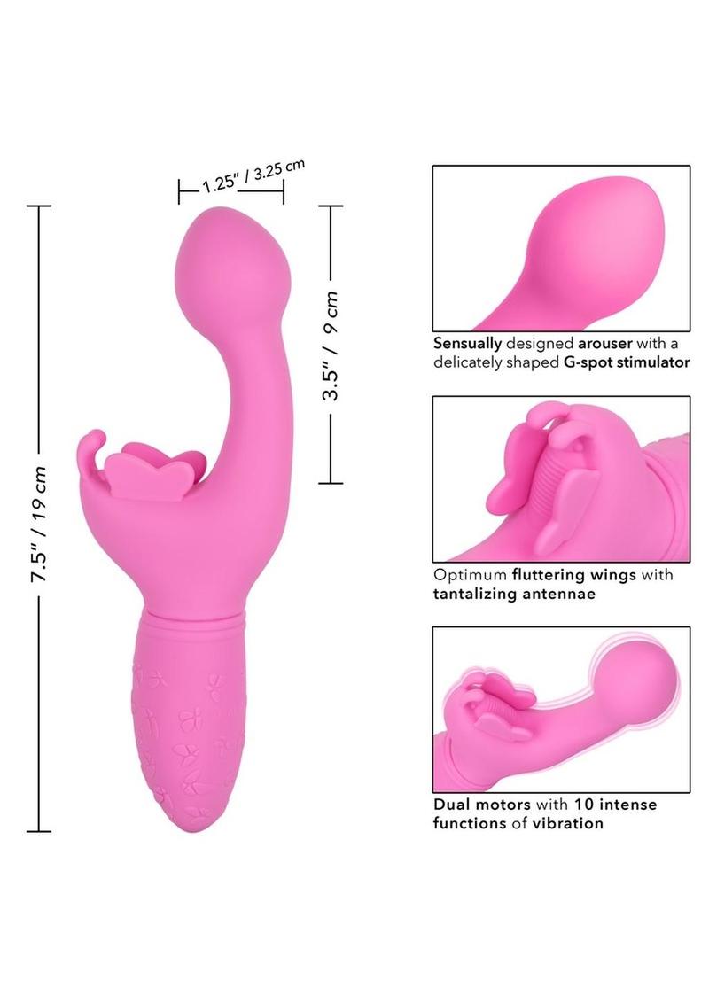 Butterfly Kiss Rechargeable Silicone Dual Vibrator - Pink