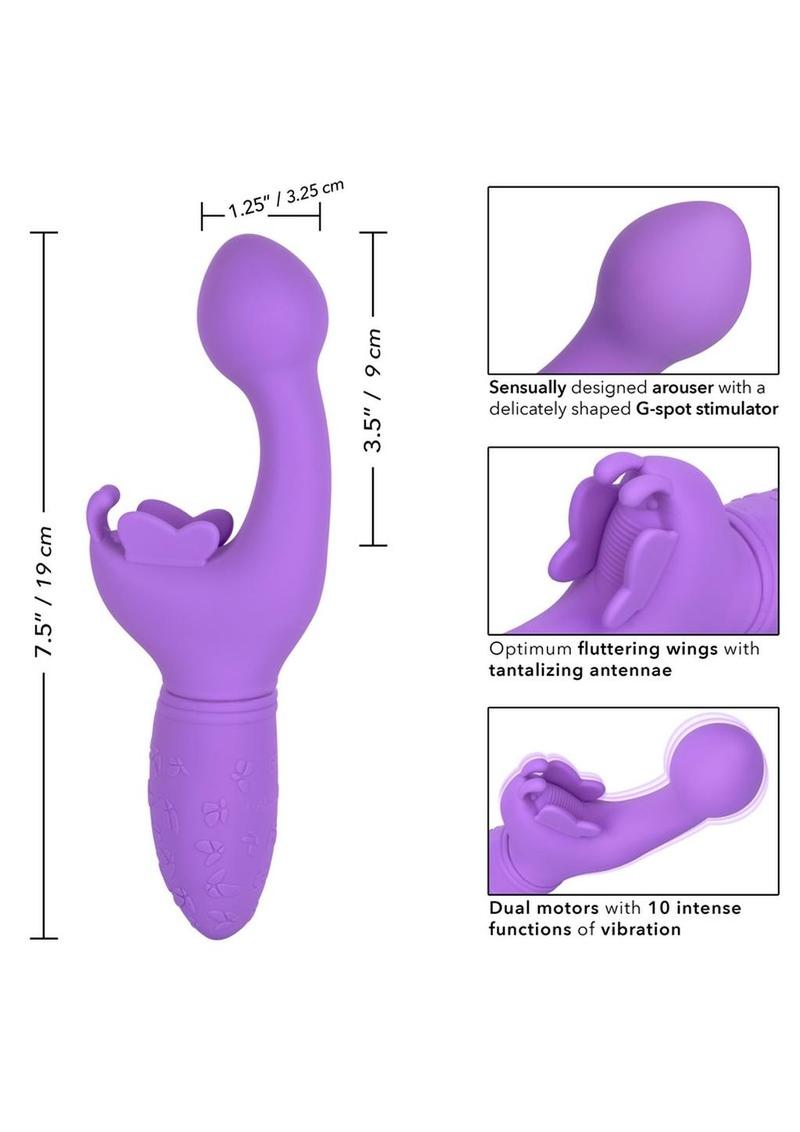 Butterfly Kiss Rechargeable Silicone Dual Vibrator - Purple