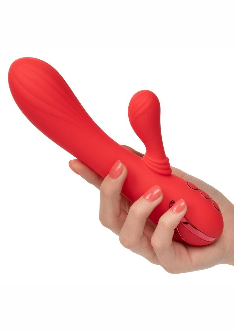 California Dreaming Palisades Passion Rechargeable Silicone Rabbit Vibrator - Red