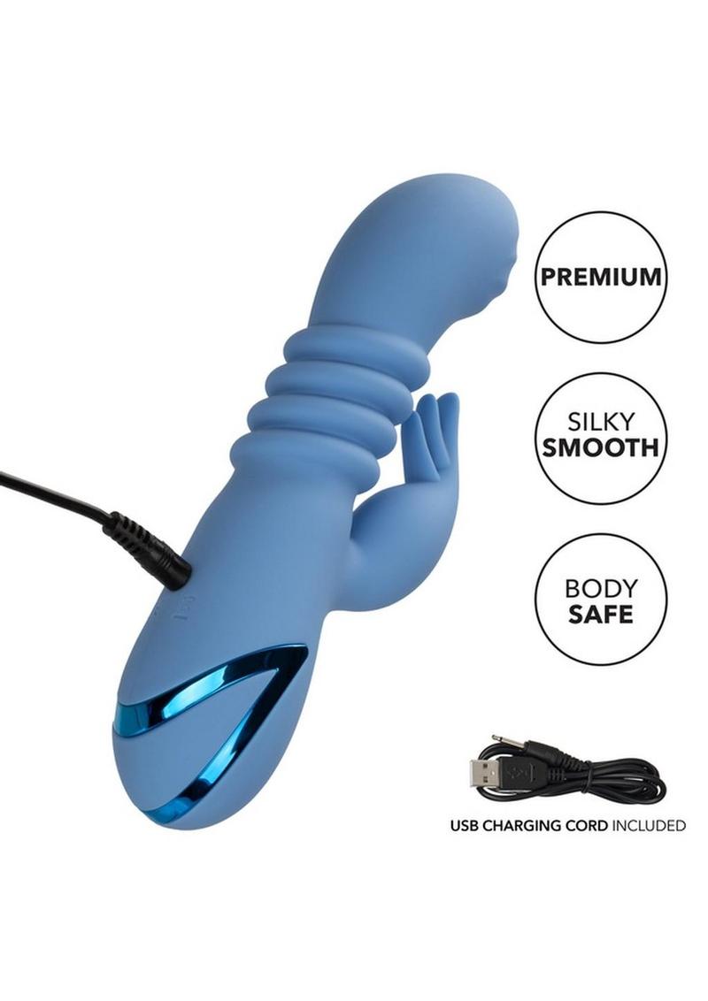 California Dreaming Santa Cruz Coaster Silicone Rechargeable Rabbit Vibrator - Blue