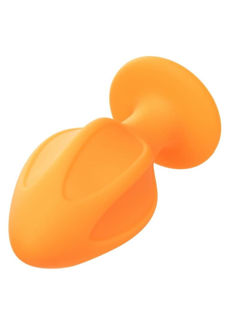 Cheeky Silicone Textured Anal Plugs - Orange - Large/Small - Set Of 2