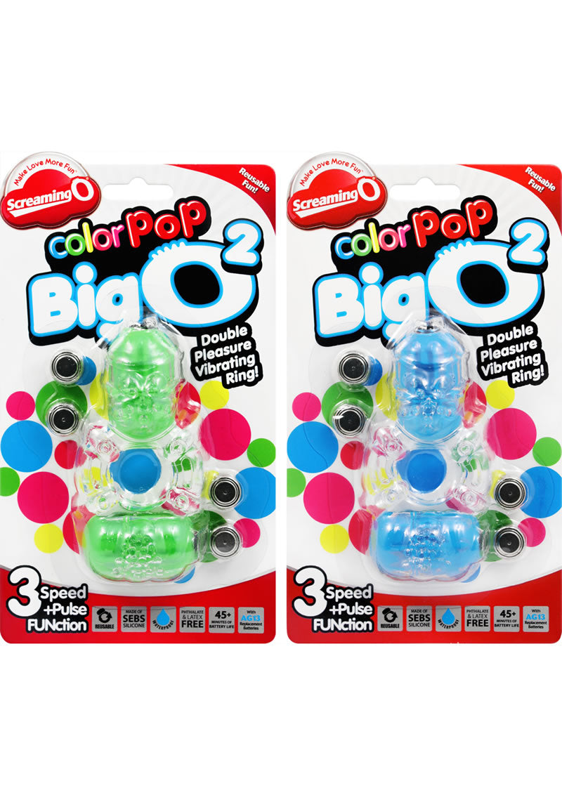Color Pop Big O 2 Silicone Double Vibrating Cock Ring Waterproof