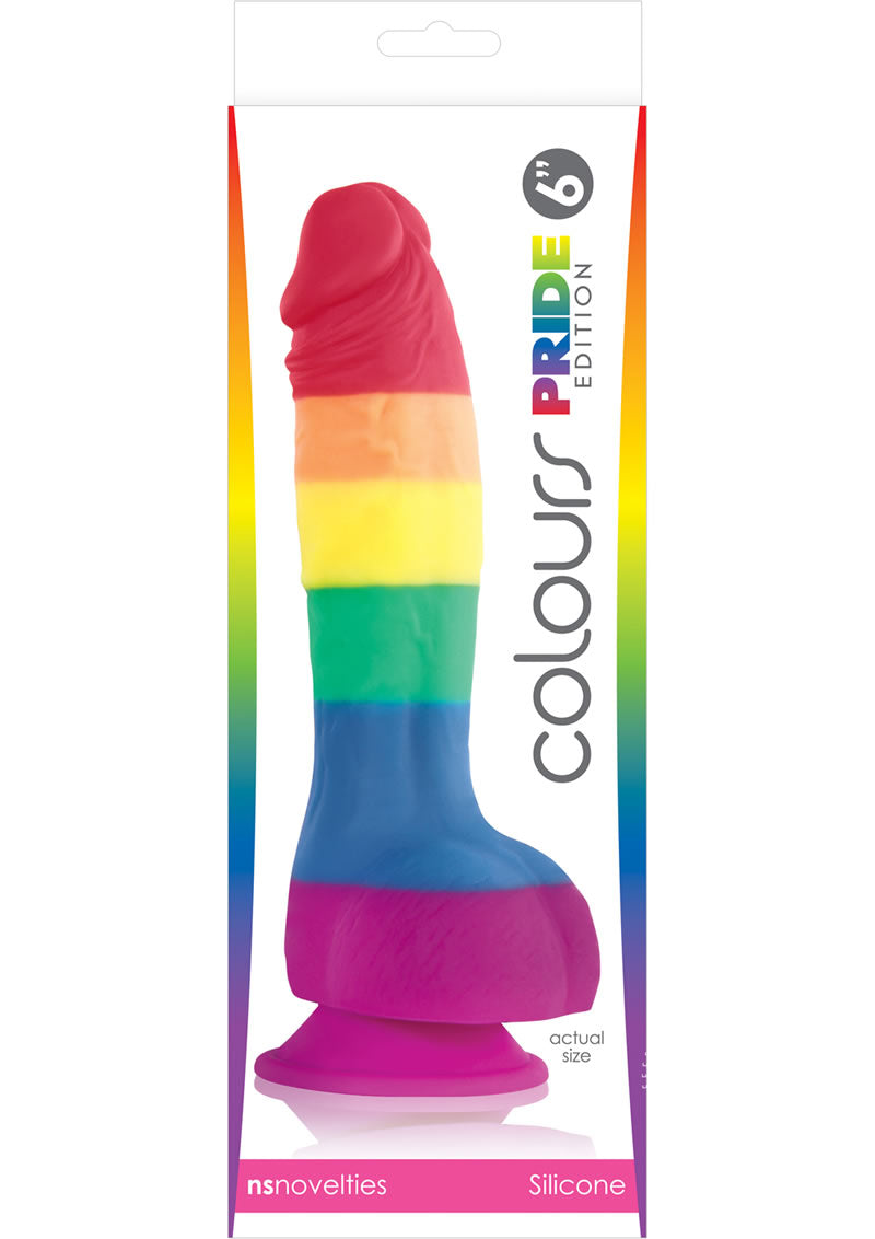 Colours Pride Edition Silicone Dildo - Multicolor/Rainbow - 6in