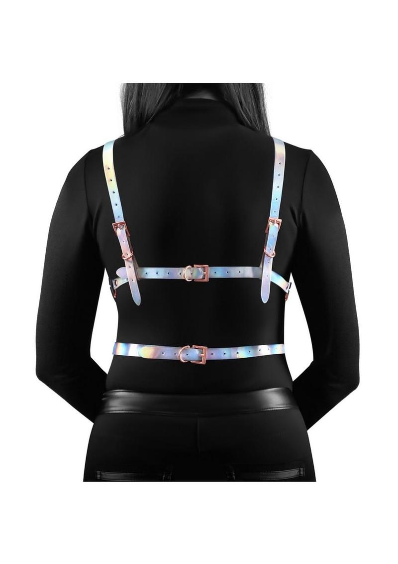 Cosmo Harness Risque Chest Harness - Multicolor/Rainbow - Large/XLarge