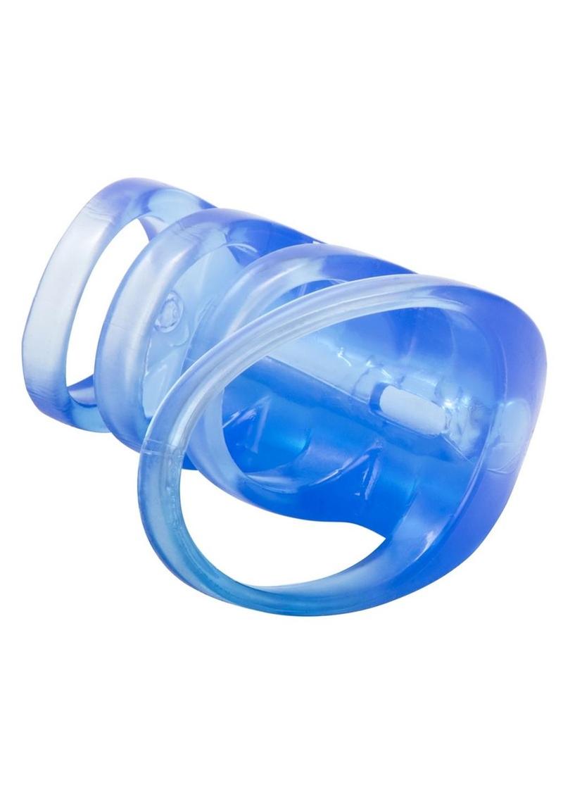 Couples Pleasure Cage Vibrating Cock Ring - Blue