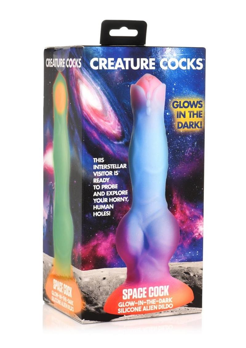 Creature Cocks Space Cock Glow In The Dark Silicone Alien Dildo - Blue/Glow In The Dark/Orange/Purple