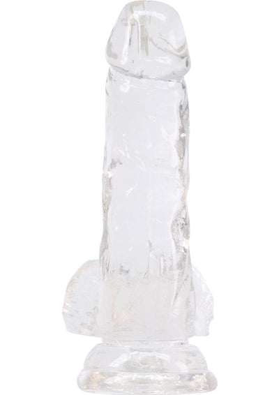 Crystal Addiction Dildo with Balls - Clear - 6in