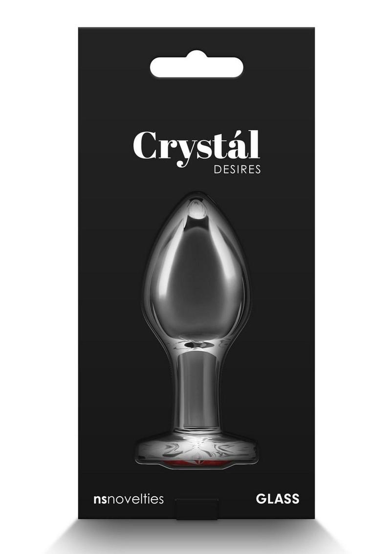 Crystal Desires Red Heart Glass Anal Plugs - Red - Medium