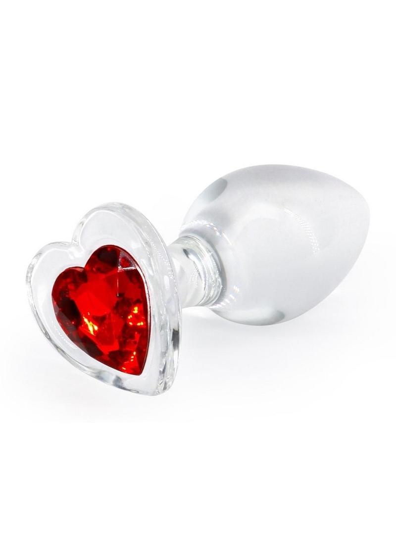 Crystal Desires Red Heart Glass Anal Plugs