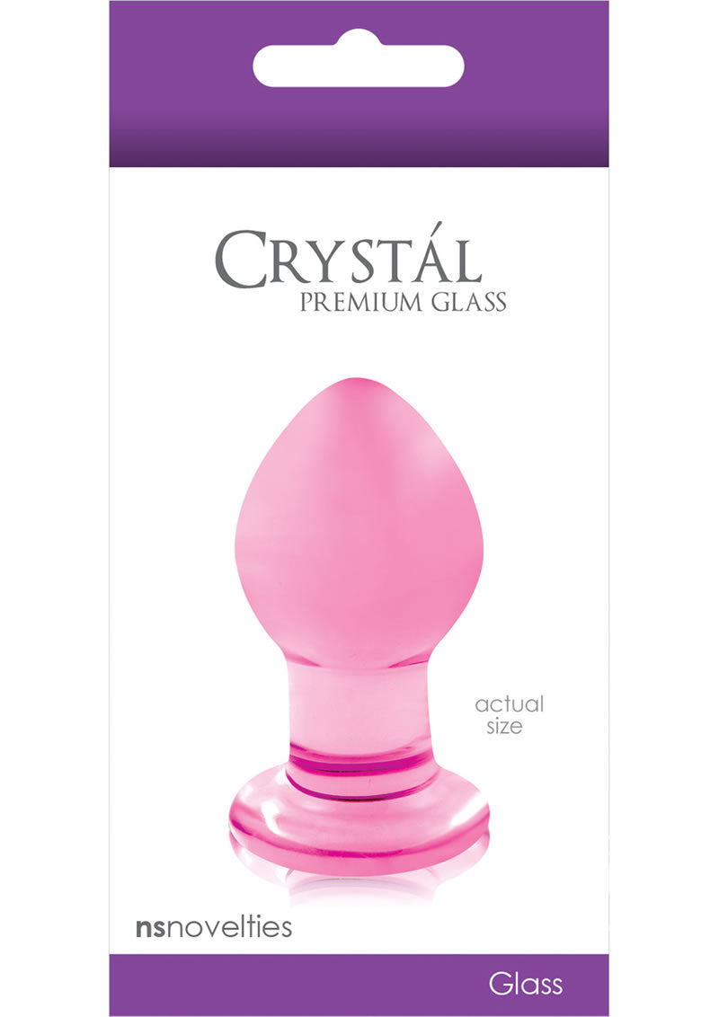 Crystal Premium Glass Butt Plug - Pink - Small