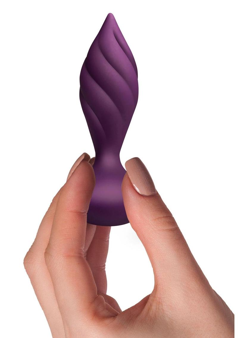 Desire Rechargeable Silicone Anal Plug with Remote Control - Purple/Rose Gold