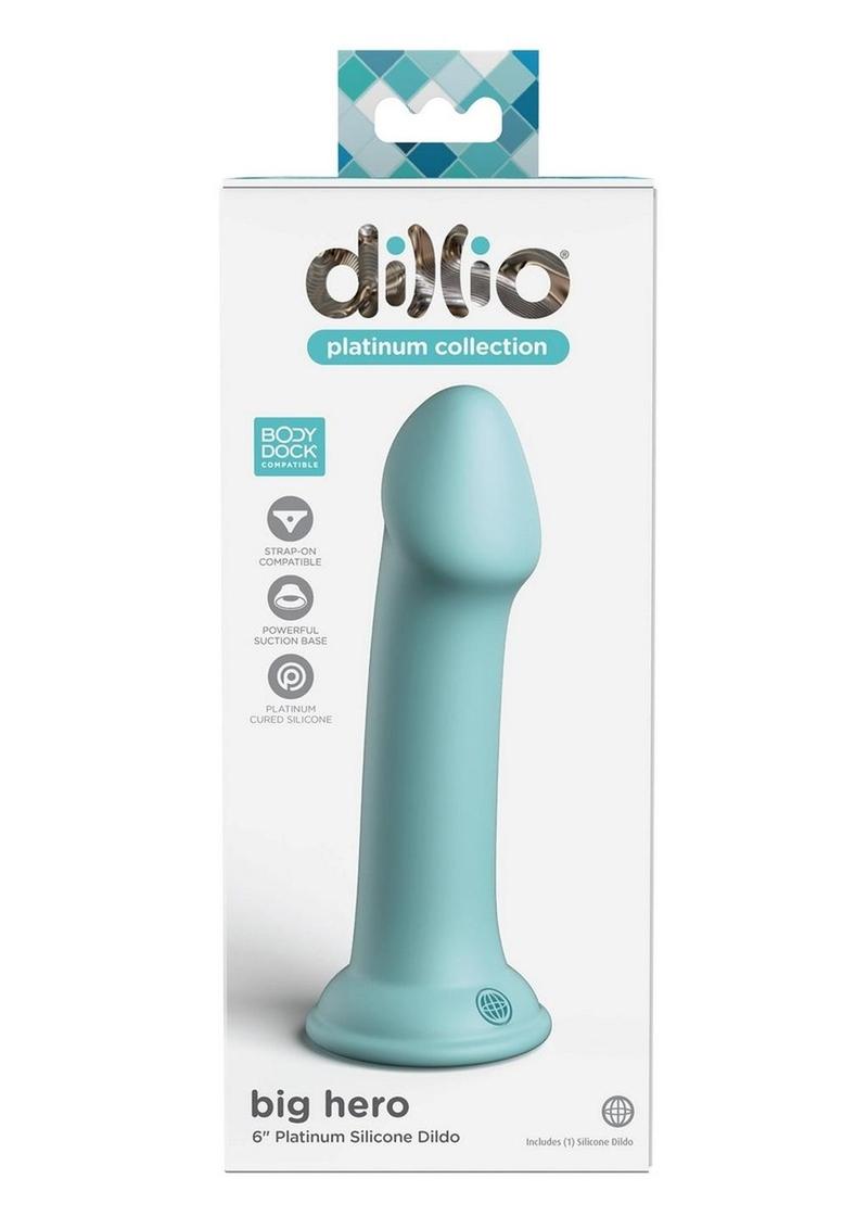 Dillio Platinum Big Hero Silicone Dildo - Teal - 6in