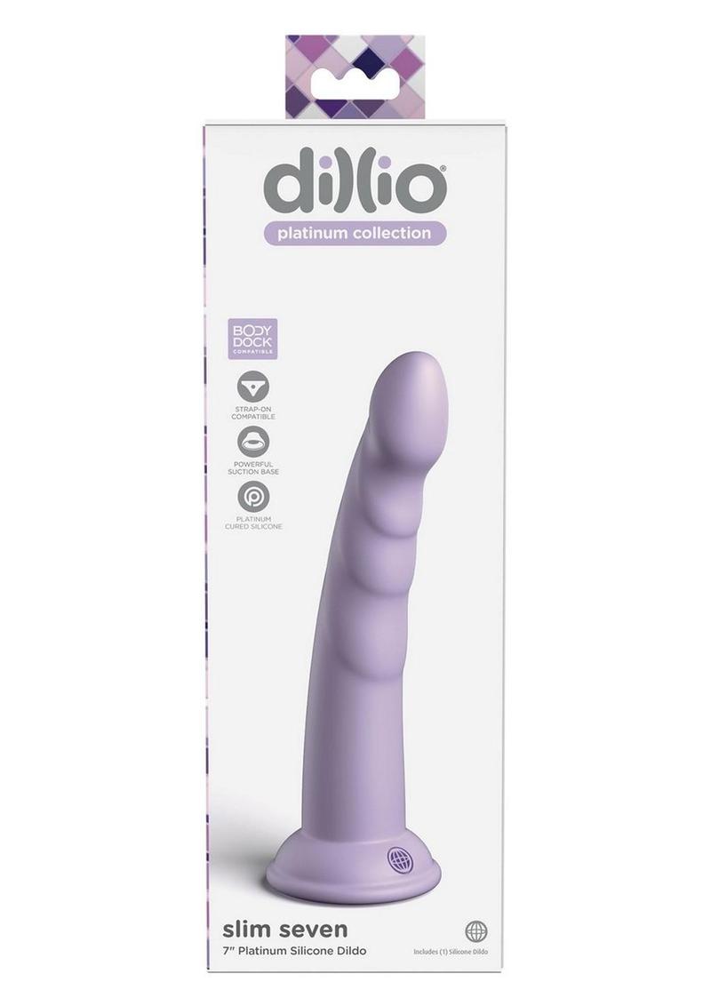 Dillio Platinum Slim Seven Silicone Dildo - Lavender/Purple - 7in