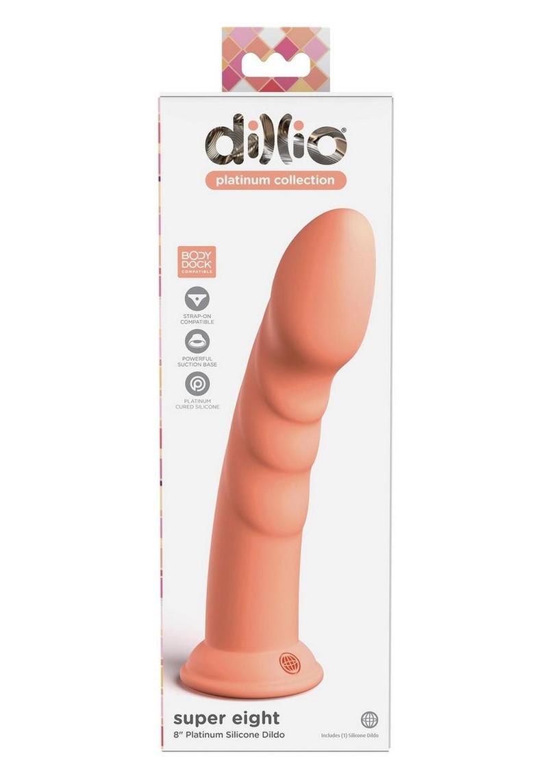 Dillio Platinum Super Eight Silicone Dildo - Orange - 8in