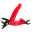 Double Penetrator Strap-On Vibrating Cock Ring - Red