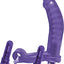 Double Penetrator Ultimate Cock Ring with Vibrating Dildo - Purple