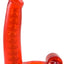 Double Penetrator Vibrating Cock Ring with Bendable Dildo - Red