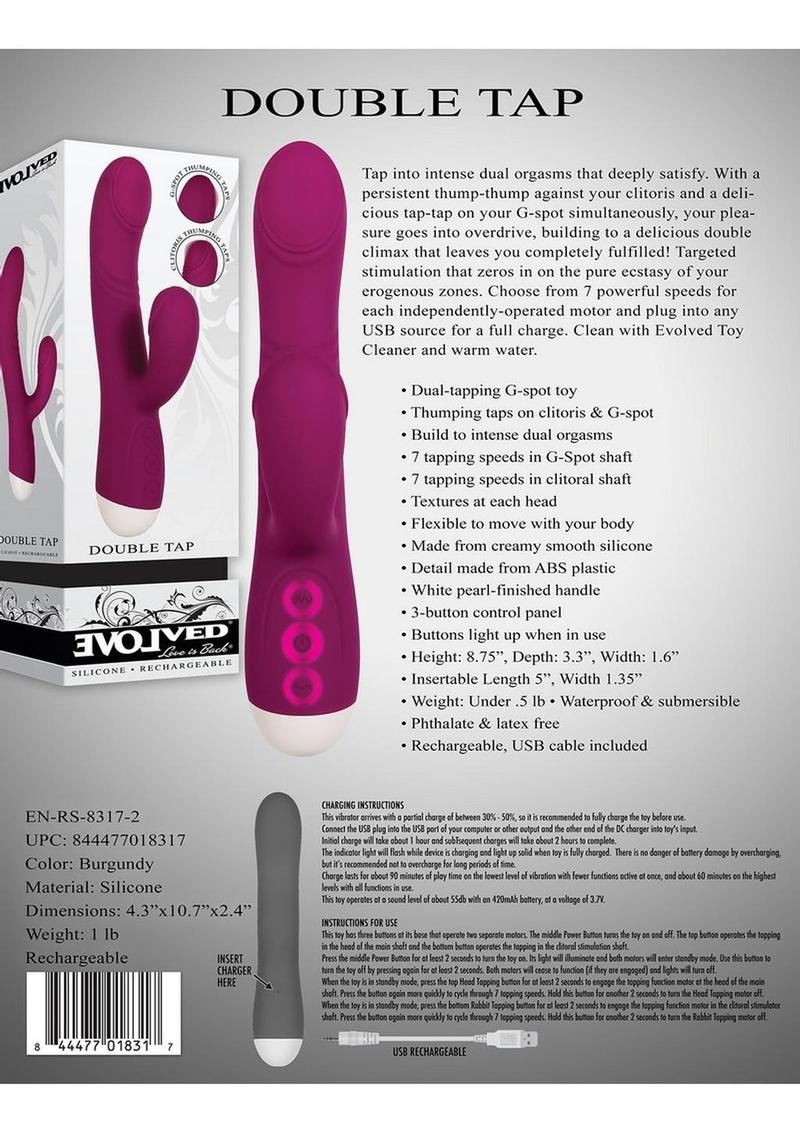 Double Tap Silicone Rechargeable G-Spot Vibrator - Red