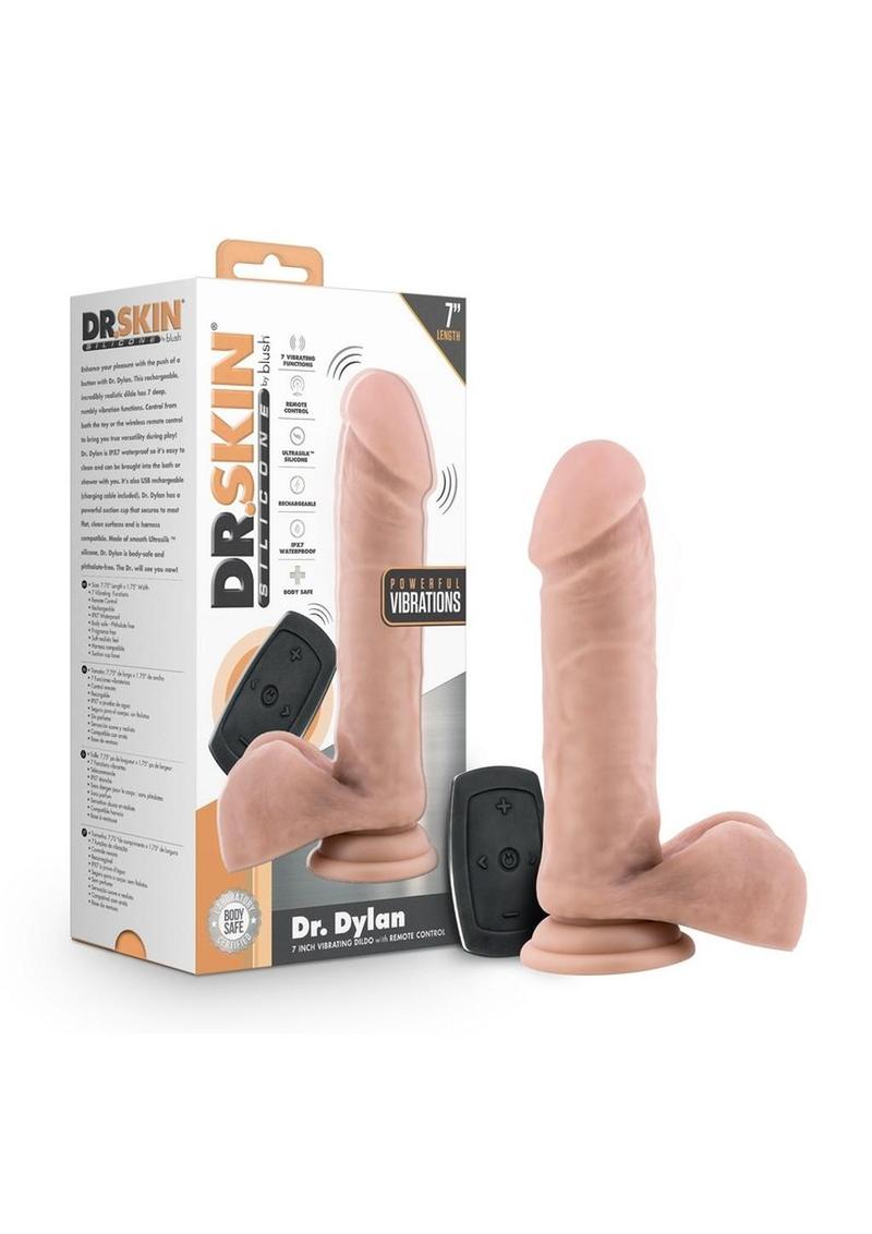 Dr. Skin Silicone Dr. Dylan Rechargeable Vibrating Dildo with Remote Control