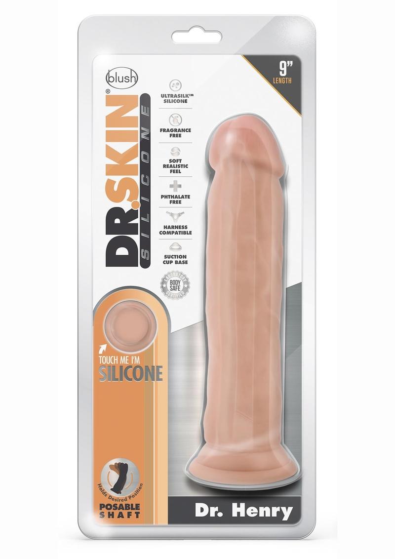 Dr. Skin Silicone Dr. Henry Dildo with Suction Cup - Vanilla - 9in