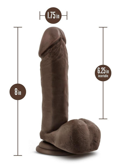 Dr. Skin Plus Posable Dildo with Balls - Chocolate - 8in