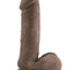 Dr. Skin Plus Thick Posable Dildo with Balls - Chocolate - 9in