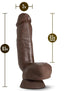 Dr. Skin Plus Thick Posable Dildo with Squeezable Balls - Chocolate - 8in