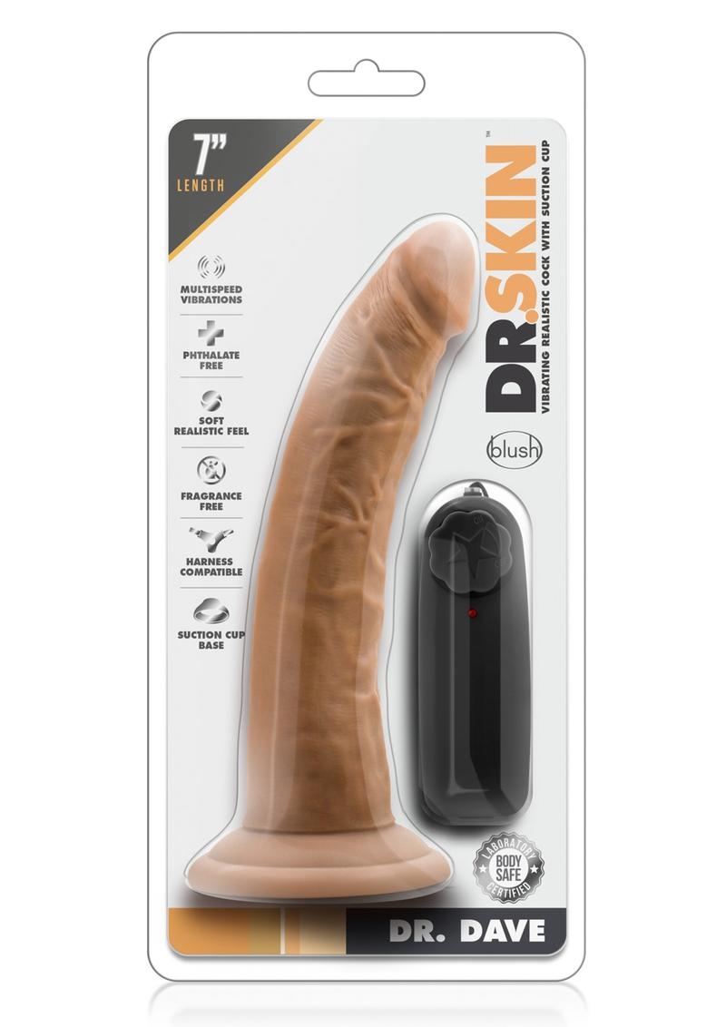 Dr. Skin Dr. Dave Vibrating Dildo with Suction Cup - Caramel - 7in