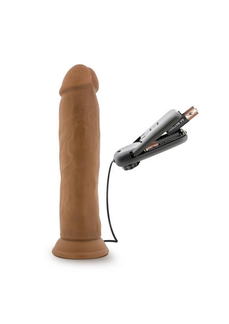 Dr. Skin Dr. Throb Vibrating Dildo with Remote Control - Brown/Mocha - 9.5in