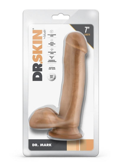 Dr. Skin Mr. Mark Dildo with Balls and Suction Cup - Caramel - 7in