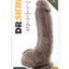 Dr. Skin Mr. Mayor Dildo with Balls and Suction Cup - Chocolate - 9in