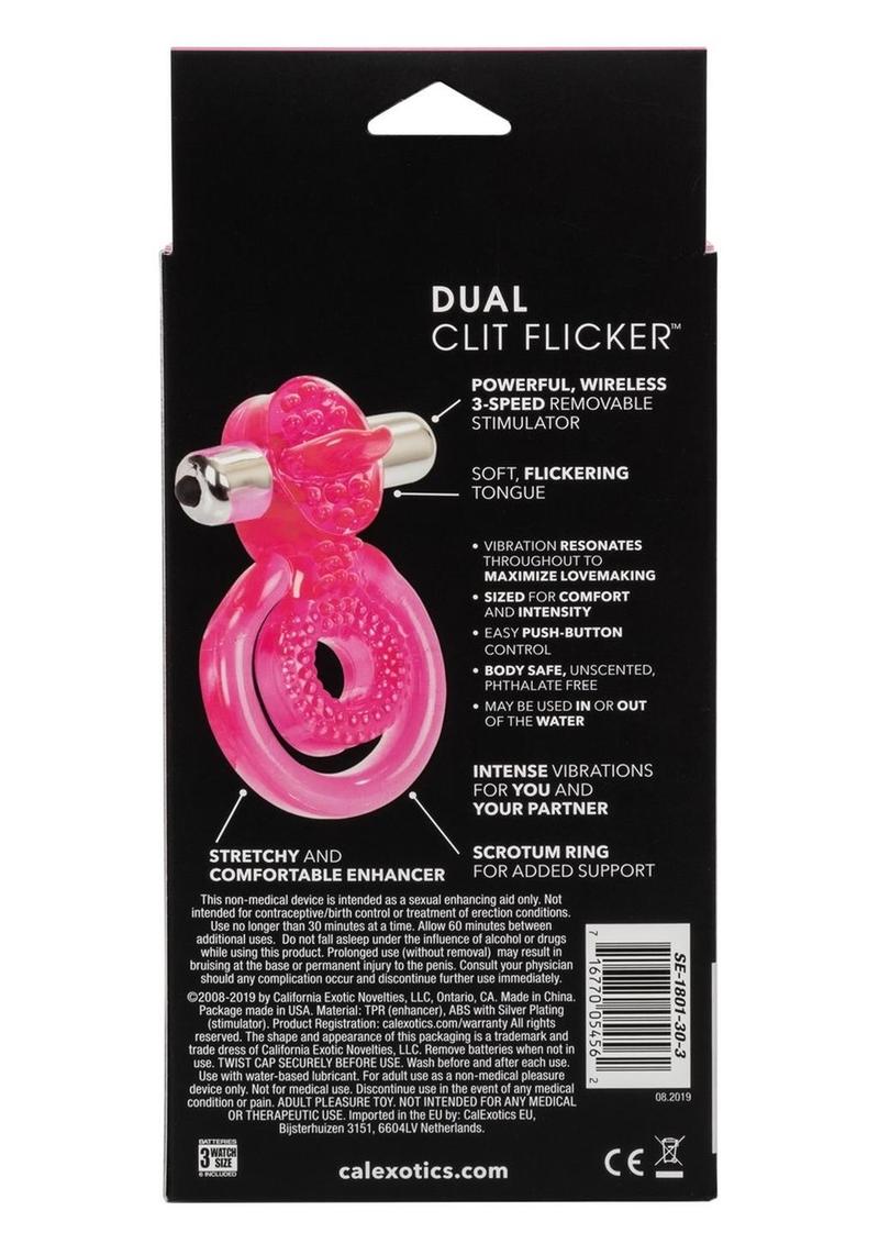 Dual Clit Flicker with Removable Waterproof Stimulator - Pink