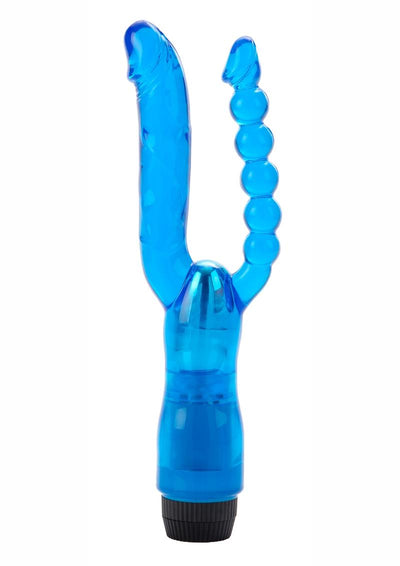 Dual Penetrator Vibrator with Anal Beads - Blue