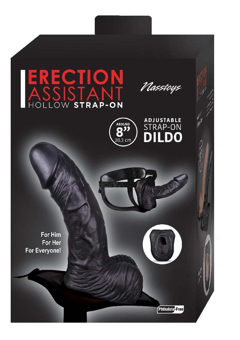 Erection Assistant Hollow Strap-On - Black - 8in