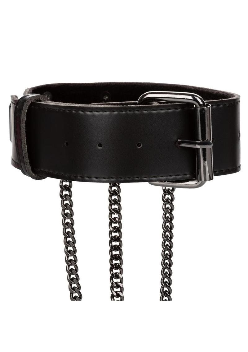 Euphoria Collection Multi Chain Collar Harness - Black - Plus Size/Queen