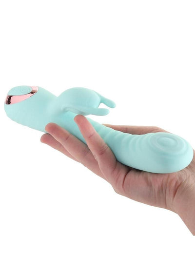 Exciter Thumping G-Spot Rechargeable Rabbit Vibrator - Aqua/White