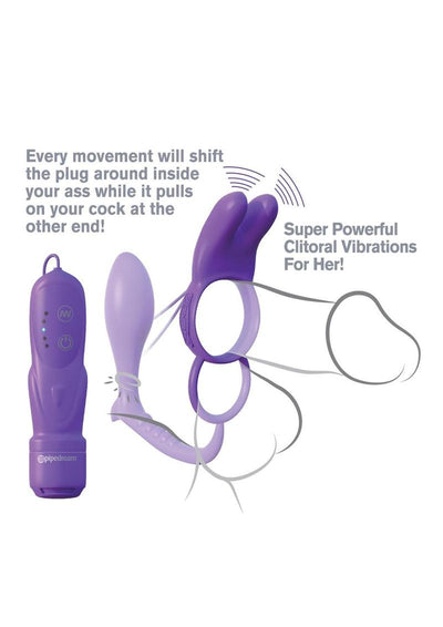 Fantasy C-Ringz Ass-Gasm Silicone Vibrating Rabbit and Cock Ring - Purple