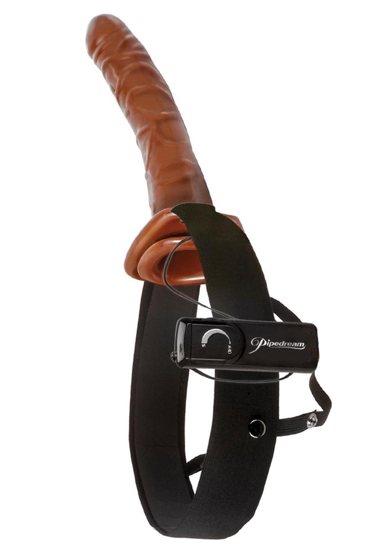 Fetish Fantasy Series Chocolate Dream Vibrating Hollow Strap-On - Brown - 10in