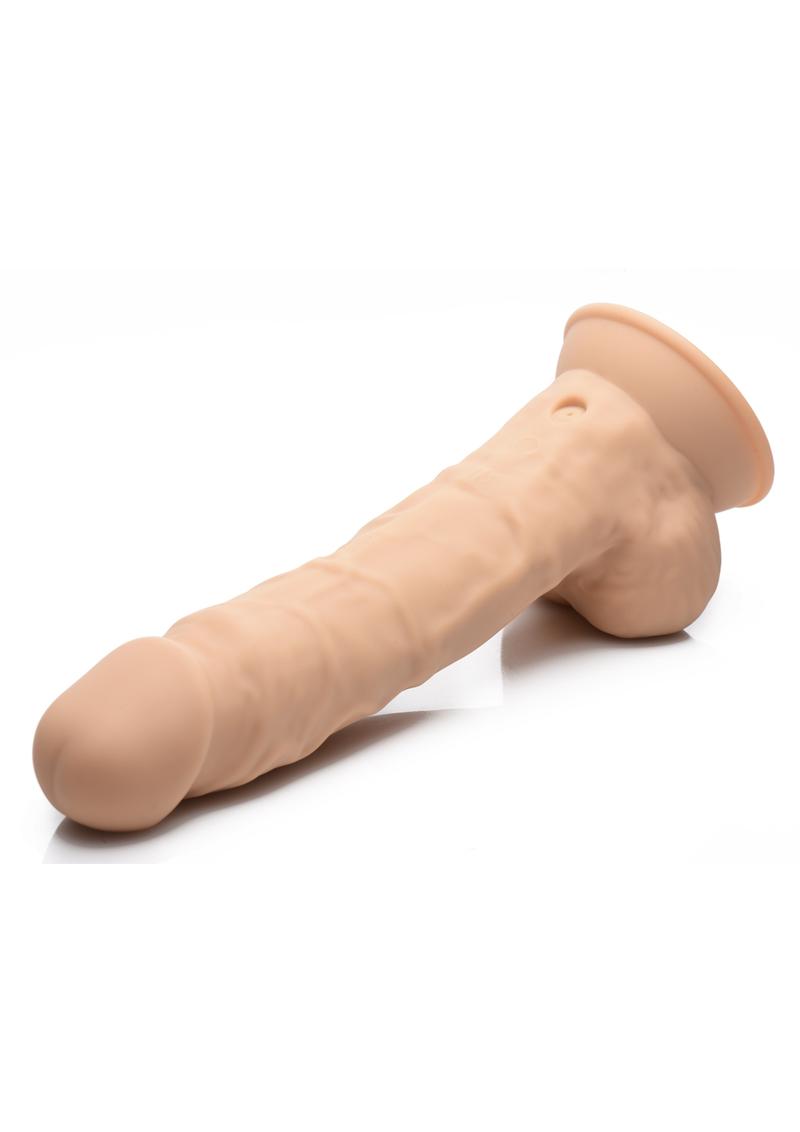 Fleshstixxx Silicone Rechargeable Vibrating Dong with Balls - Caramel - 8in