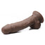 Fleshstixxx Silicone Rechargeable Vibrating Dong with Balls - Chocolate - 8in