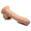 Fleshstixxx Silicone Rechargeable Vibrating Dong with Balls - Vanilla - 8in