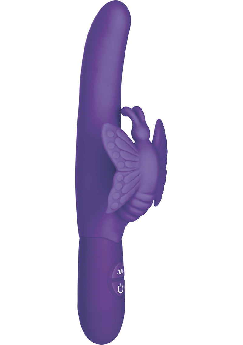 Fluttering Butterfly Silicone Rabbit Vibrator - Purple