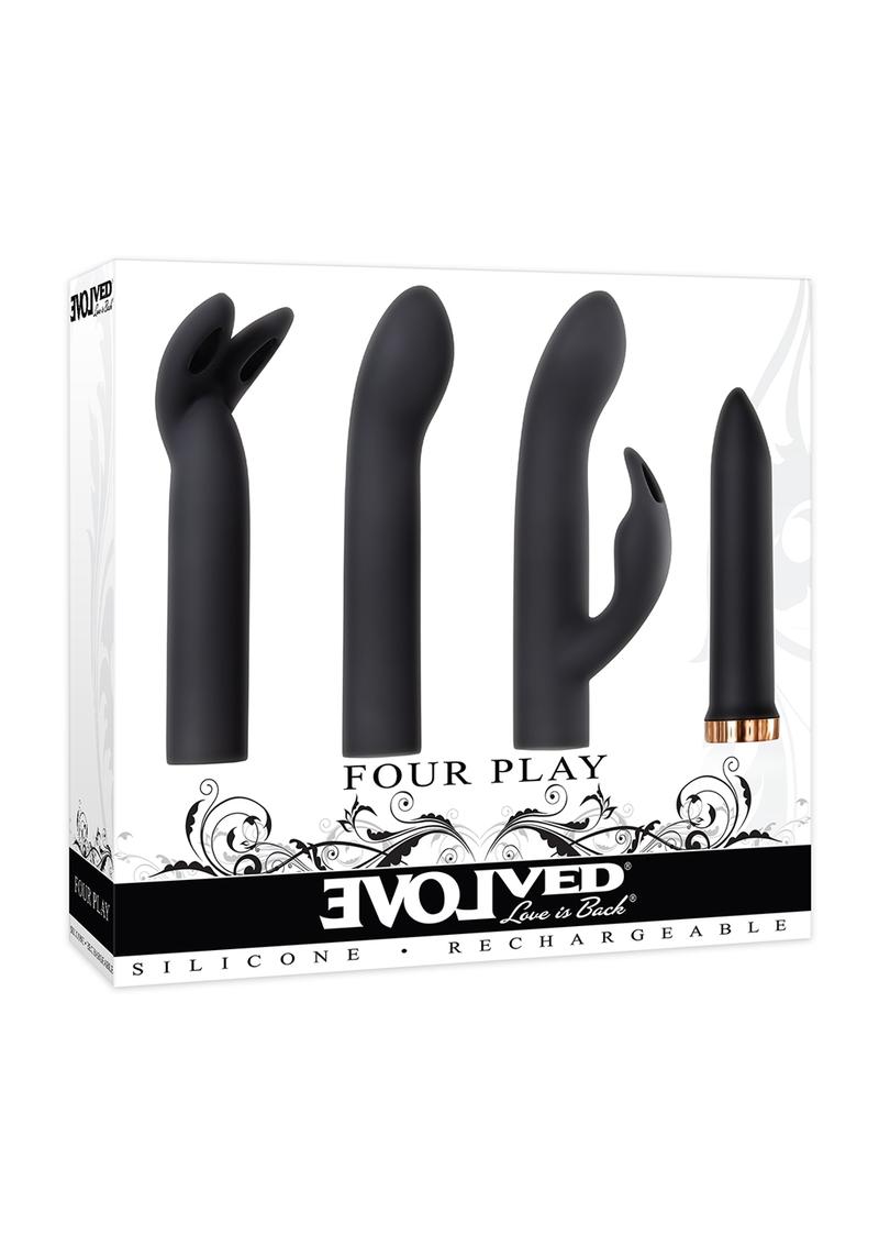 Four Play Rechargeable Bullet with 3 Silicone Sleeves Kit