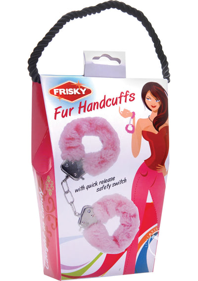 Frisky Caught In Candy Pink Furry Cuffs - Metal/Pink