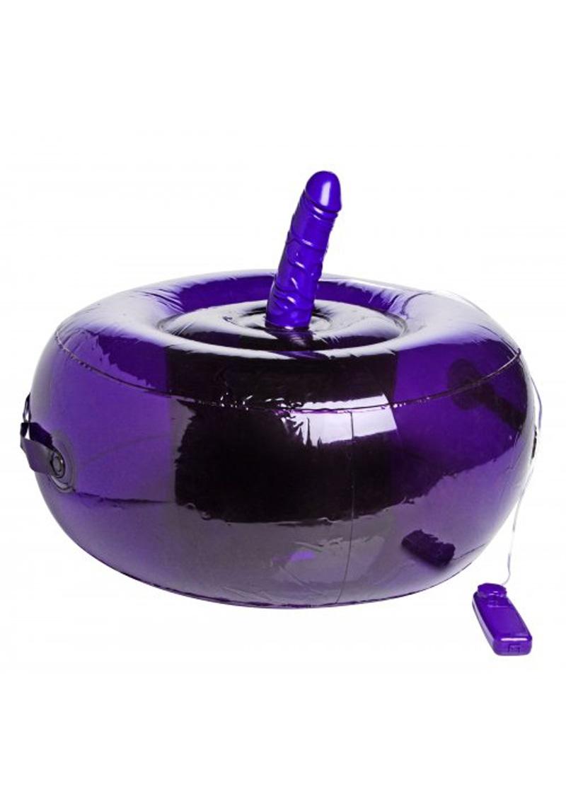 Frisky Sit-And-Ride Inflatable Seat with Vibrating Dildo - Purple