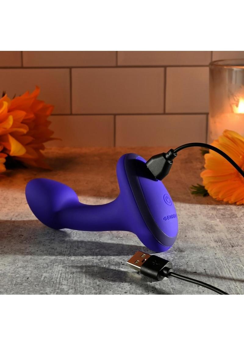 Gender X Anybody's Plug Rechargeable Silicone Vibrating Butt Plug - Blue