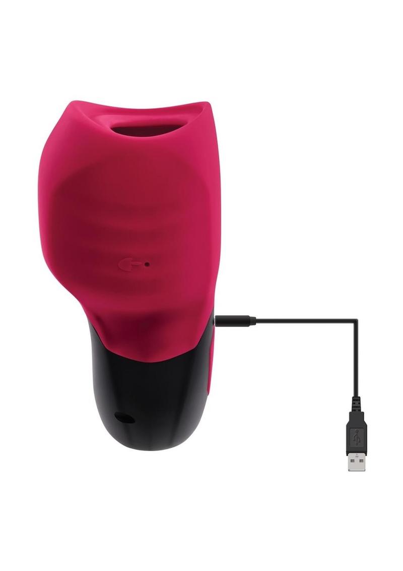Gender X Body Kisses Rechargeable Silicone Vibrating Suction Massager - Black/Red