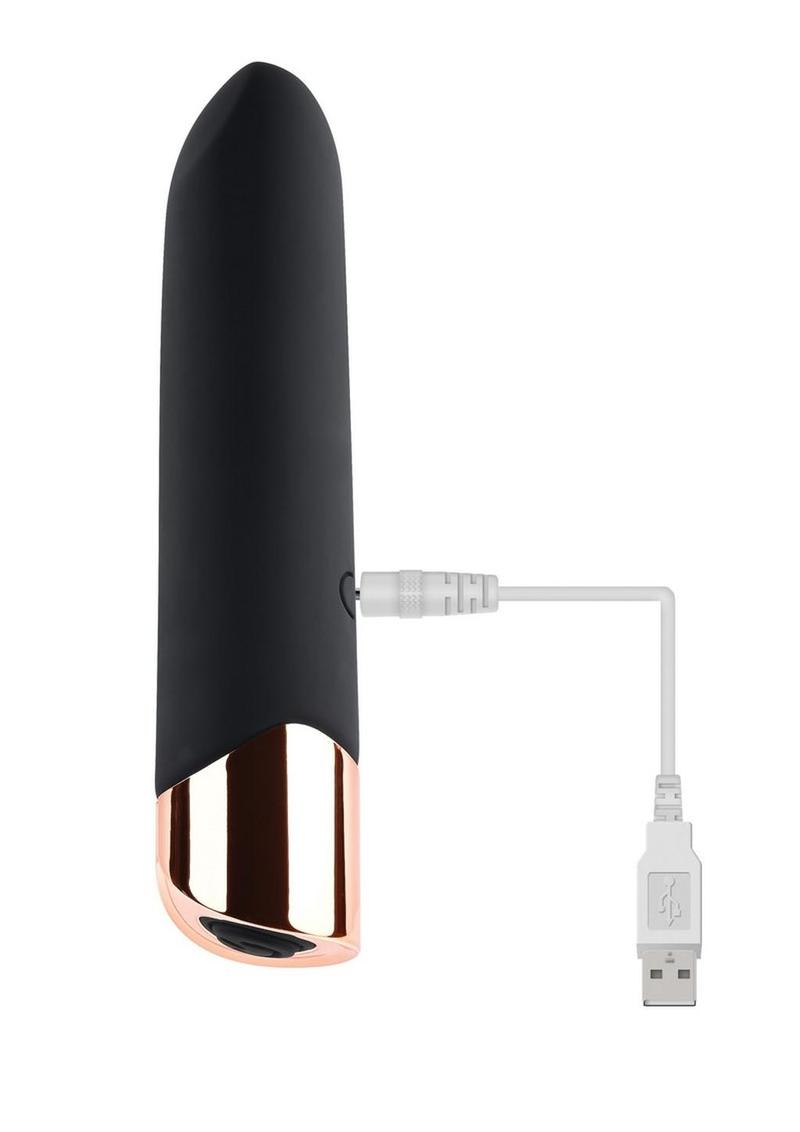 Gender X Gold Standard Rechargeable Silicone Bullet - Black/Rose Gold